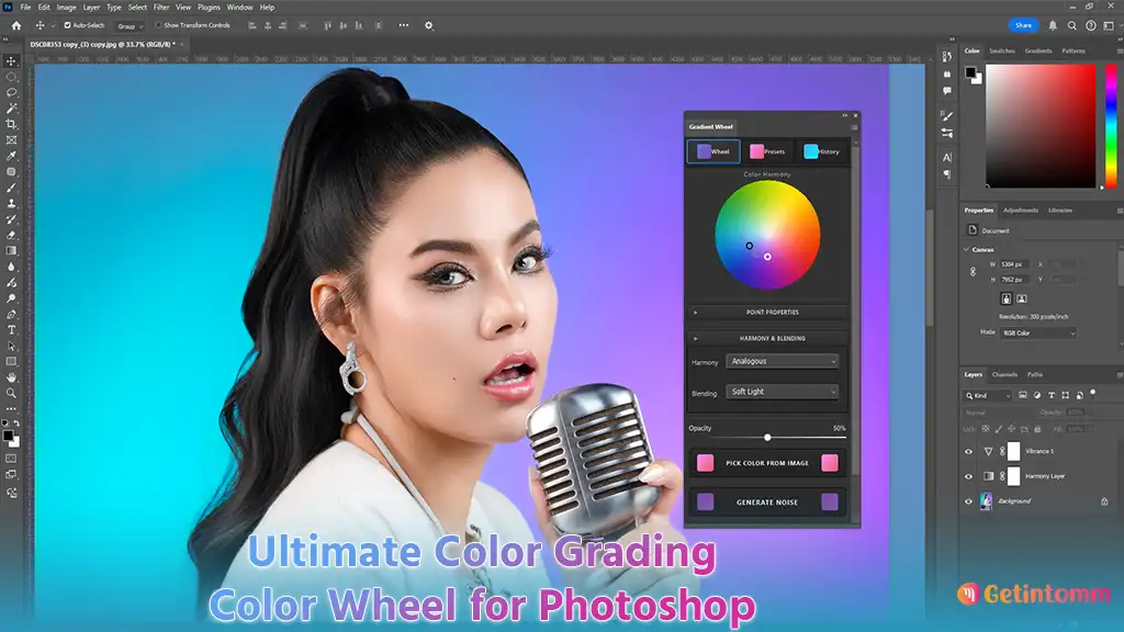 Gradient Wheel – Ultimate Color Grading for Photoshop (Latest 2026) 2 Gradient Wheel Photoshop Plugin Interface