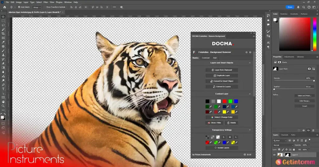 Docma Freistellen v2.1.0 Download | AI ဖြင့် ဓာတ်ပုံ Background ဖြုတ်ခြင်း 2 Picture Instruments Docma Freistellen plugin interface