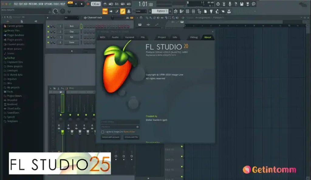 Image-Line FL Studio 26.1.3.5570 Download (Latest 2026) 2 FL Studio main interface showing playlist, piano roll, and mixer