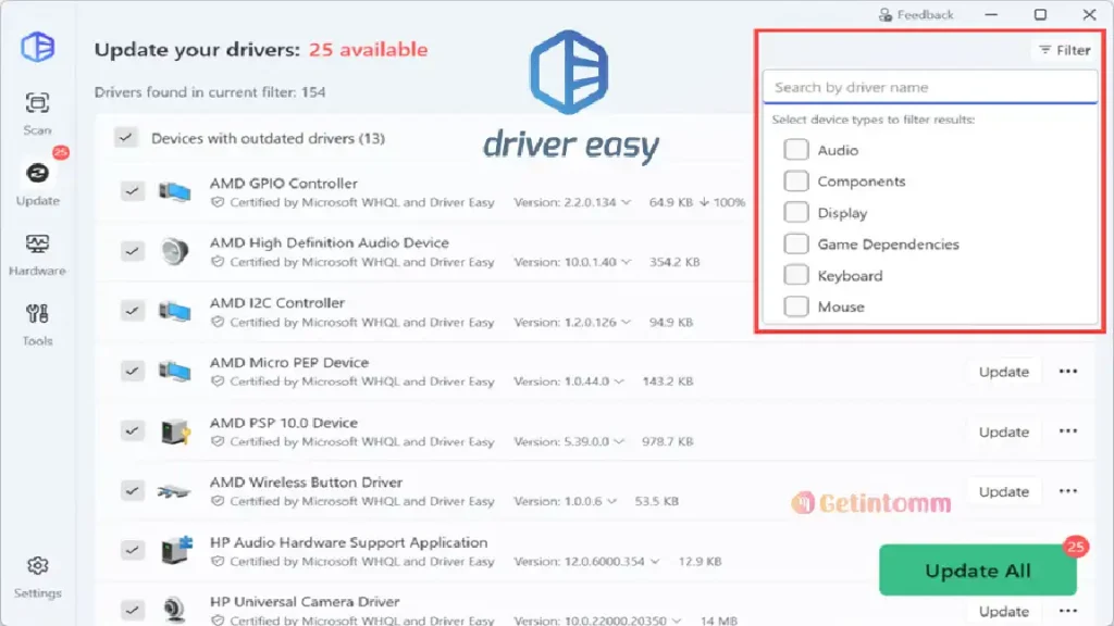 Driver Easy Professional 7.1.5.5744 (Latest Version) 2 Driver Easy Professional Dashboard and Scan Results